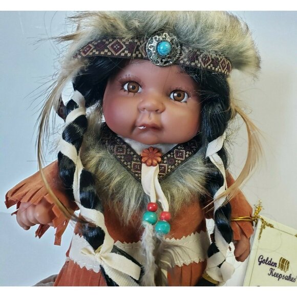 Golden Keepsakes Indian doll headdress Heirloom certificate 8.5" - Picture 12 of 12